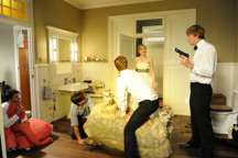 tim draxl as luke, kevin bishop as graham, xavier samuel as david, laura brent a - 