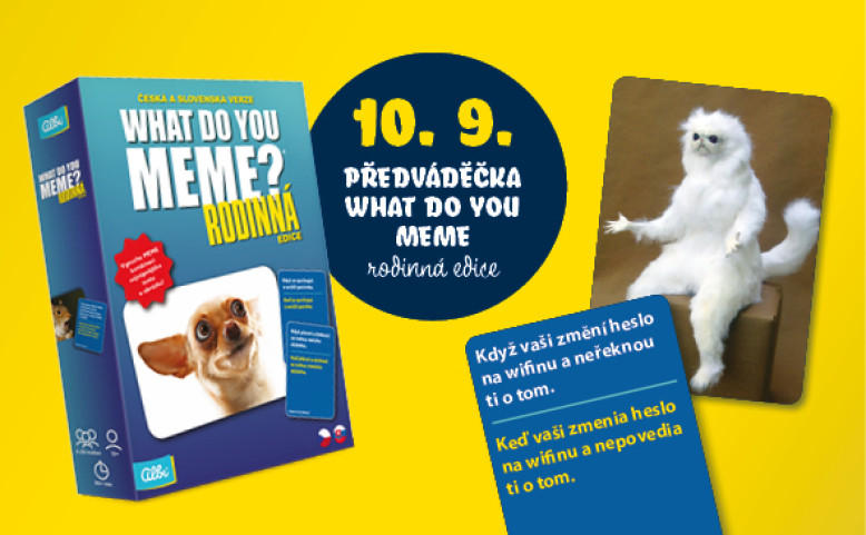 Předváděčka rodinné hry What do you meme