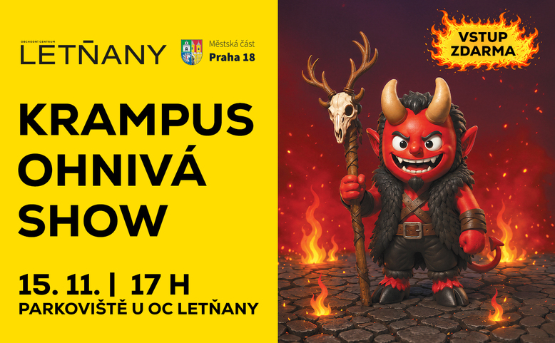 Krampus ohnivá show v OC Letňany