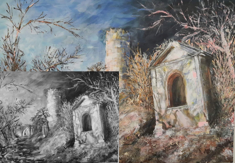 Barevné malování podle černobílé fotografie  ​