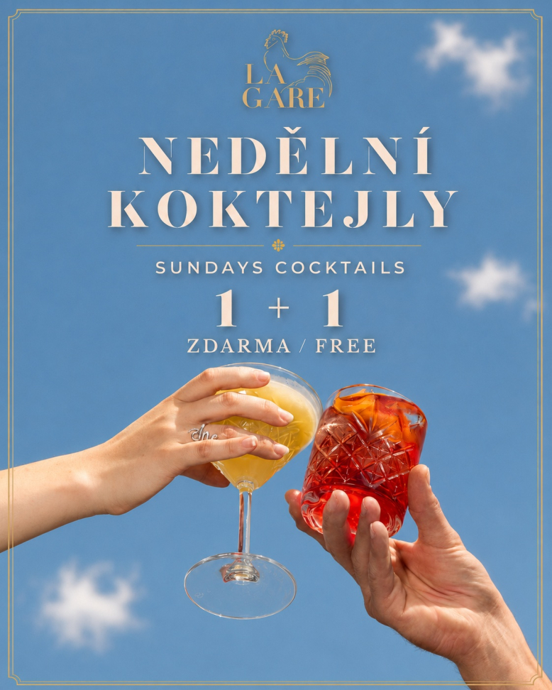 Nedělní koktejly 1+1 v La Gare