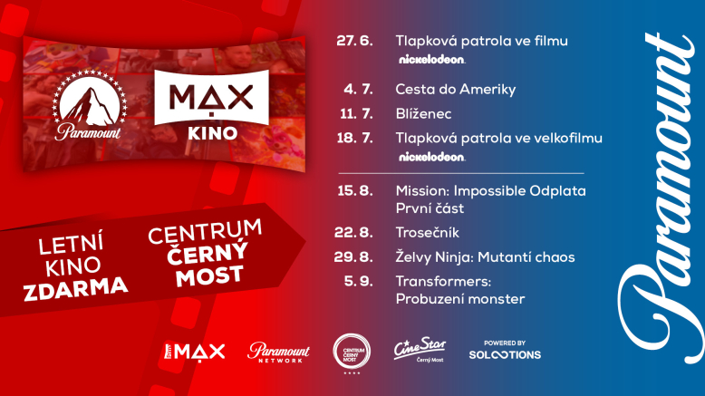 Srpnové letní kino v Centru Černý most. Přijďte si užít